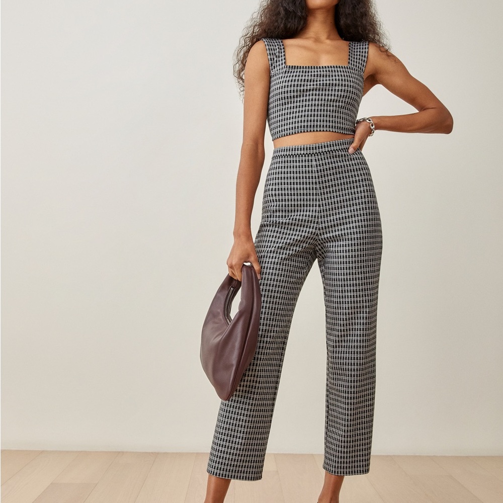 Reformation Jodie two piece black check